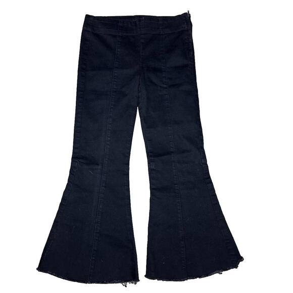 BDG Denim - BDG Urban Outfiters Cropped Flare Jeans Womens Size 4 Black Raw Hem Mid Side Zip